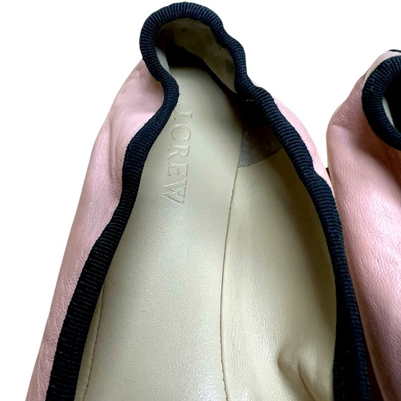 J. Crew leather ballet flats with cute bow pink and black size 7.5 light wear - Picture 5 of 7